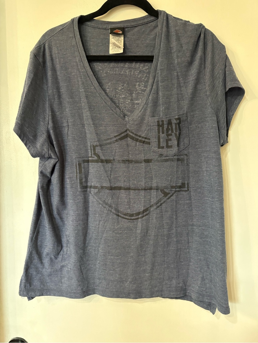 Harley-Davidson Heather Blue Crewneck Tee with Logo Tag